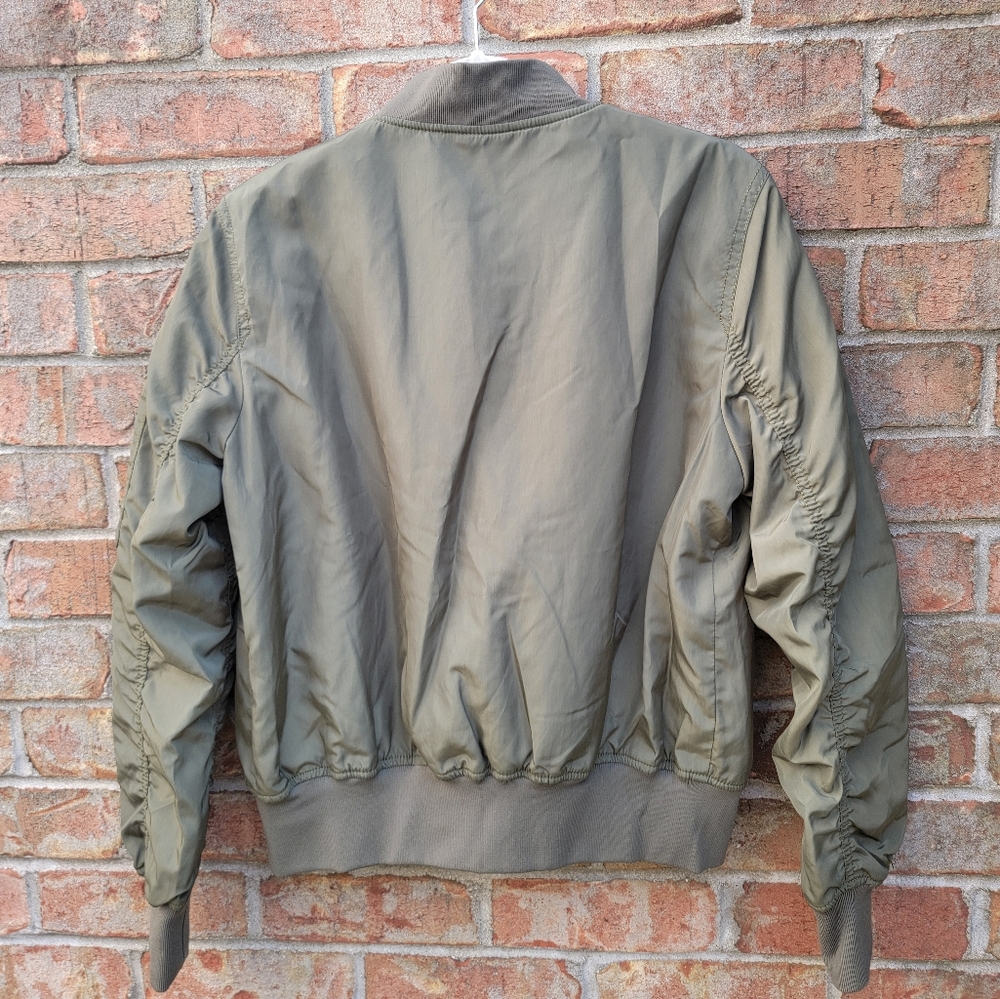 Express Women's Army Green Bomber Jacket - Picture 5 of 8